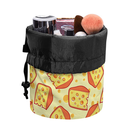Slice Of Cheese Pattern Print Drawstring Makeup Bag