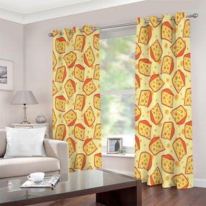 Slice Of Cheese Pattern Print Extra Wide Grommet Curtains