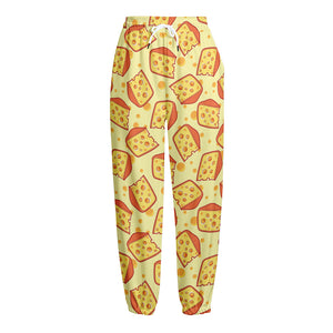 Slice Of Cheese Pattern Print Fleece Lined Knit Pants