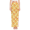 Slice Of Cheese Pattern Print High Slit Maxi Skirt