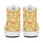 Slice Of Cheese Pattern Print High Top Leather Sneakers