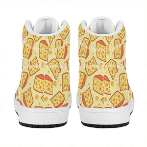 Slice Of Cheese Pattern Print High Top Leather Sneakers