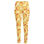 Slice Of Cheese Pattern Print High-Waisted Pocket Leggings