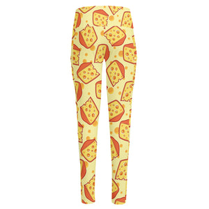 Slice Of Cheese Pattern Print High-Waisted Pocket Leggings