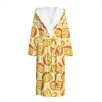 Slice Of Cheese Pattern Print Hooded Bathrobe