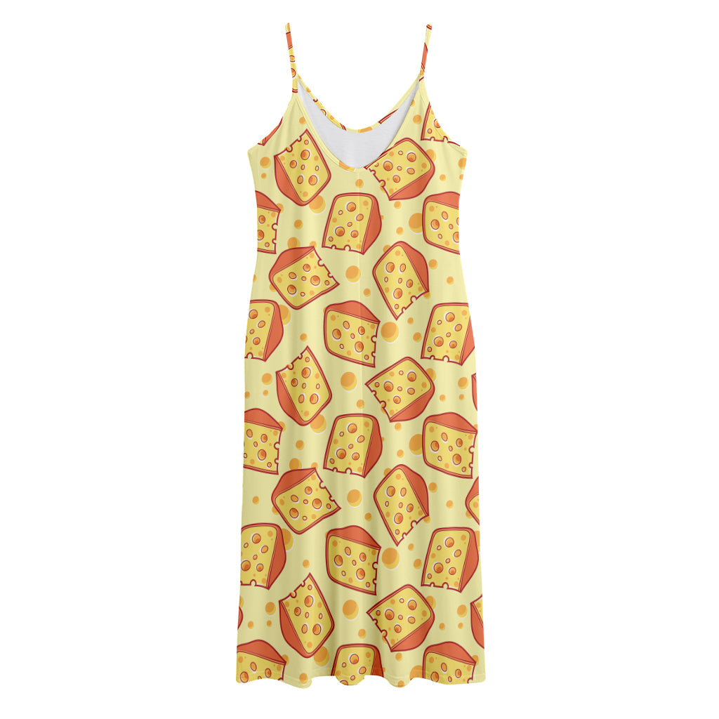 Slice Of Cheese Pattern Print Jersey Midi Cami Dress