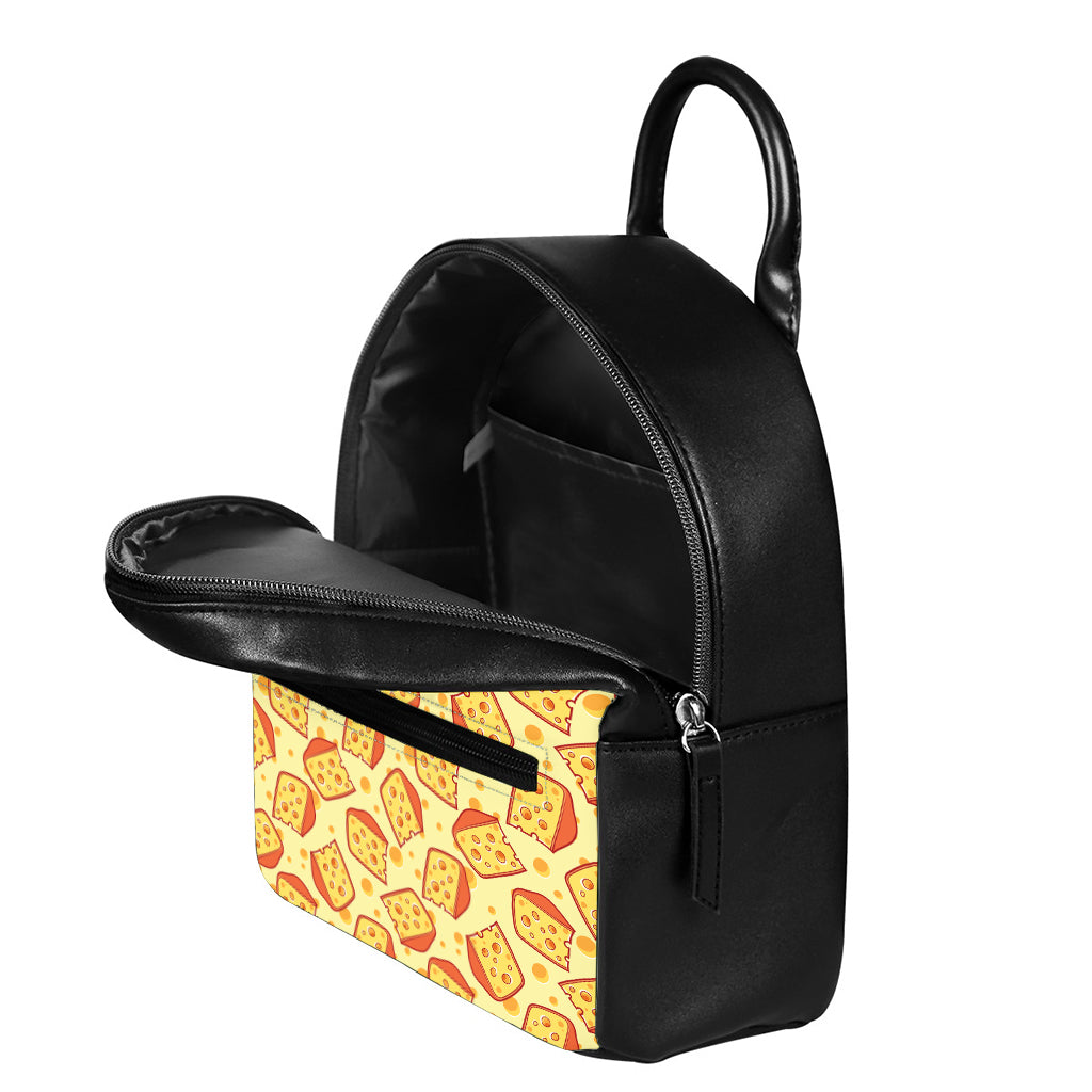 Slice Of Cheese Pattern Print Leather Backpack