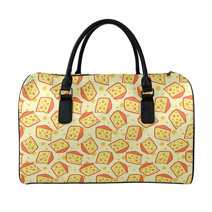 Slice Of Cheese Pattern Print Leather Duffle Bag