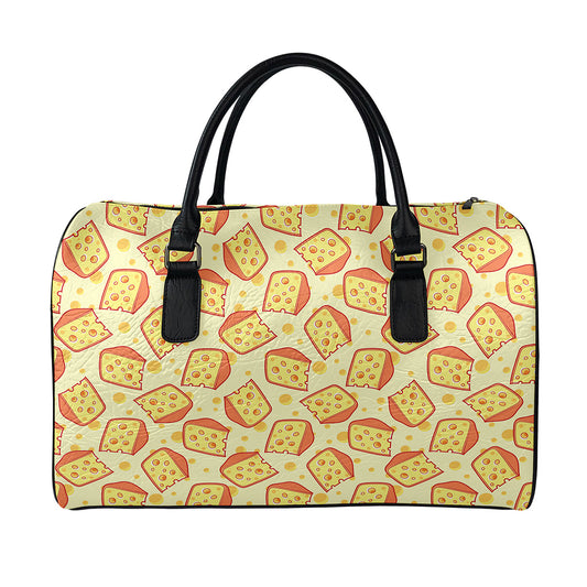 Slice Of Cheese Pattern Print Leather Duffle Bag