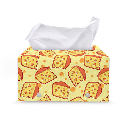 Slice Of Cheese Pattern Print Leather Tissue Box Cover