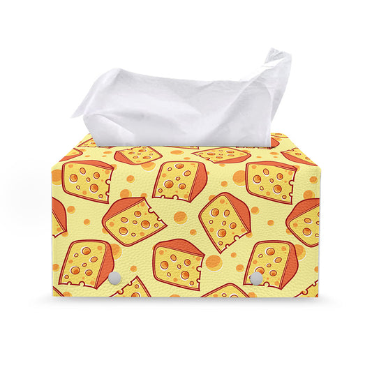 Slice Of Cheese Pattern Print Leather Tissue Box Cover