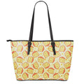 Slice Of Cheese Pattern Print Leather Tote Bag With Zipper