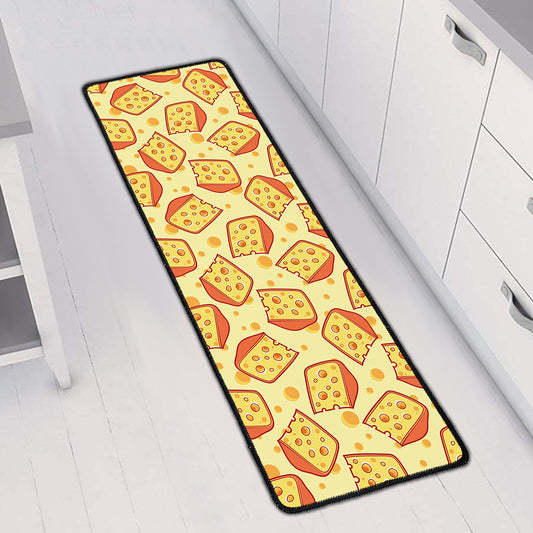 Slice Of Cheese Pattern Print Long Kitchen Mat