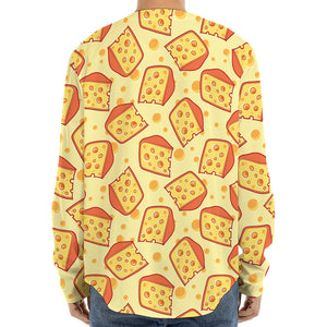 Slice Of Cheese Pattern Print Long Sleeve Baseball Jersey