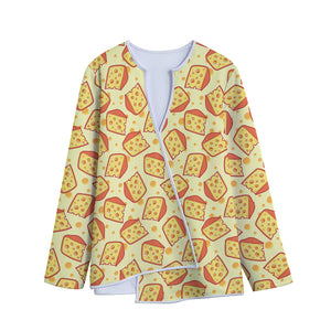 Slice Of Cheese Pattern Print Long Sleeve Short Coat