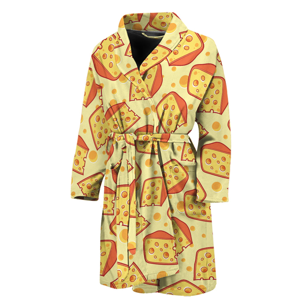 Slice Of Cheese Pattern Print Men's Bathrobe