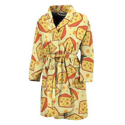 Slice Of Cheese Pattern Print Men's Bathrobe
