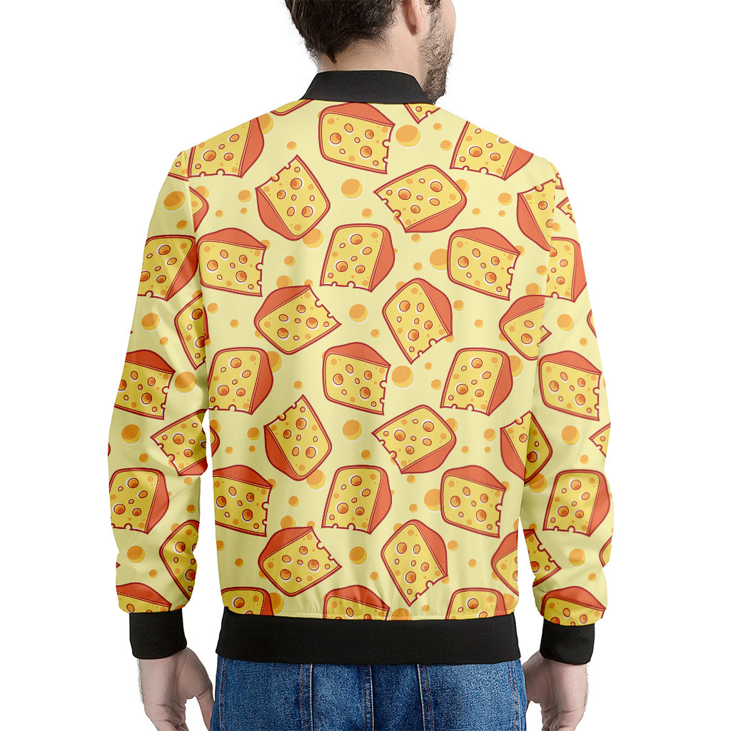 Slice Of Cheese Pattern Print Men's Bomber Jacket