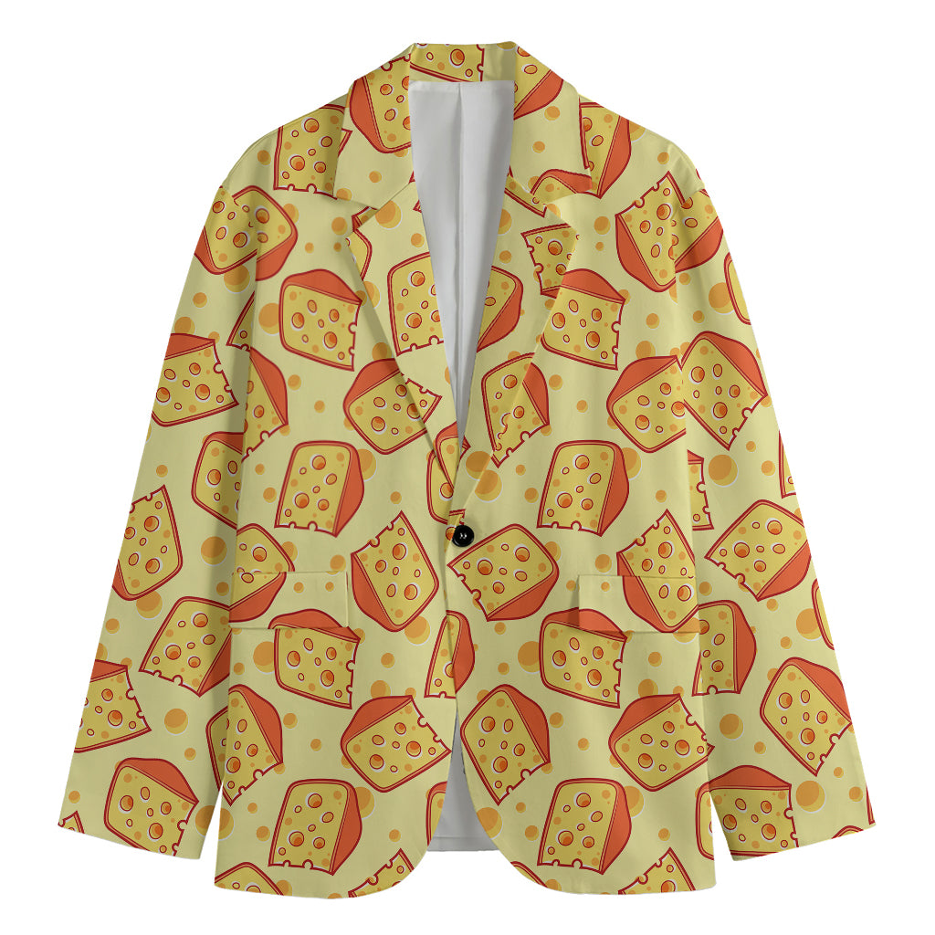 Slice Of Cheese Pattern Print Men's Cotton Blazer