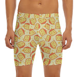 Slice Of Cheese Pattern Print Men's Long Boxer Briefs