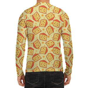 Slice Of Cheese Pattern Print Men's Long Sleeve Rash Guard