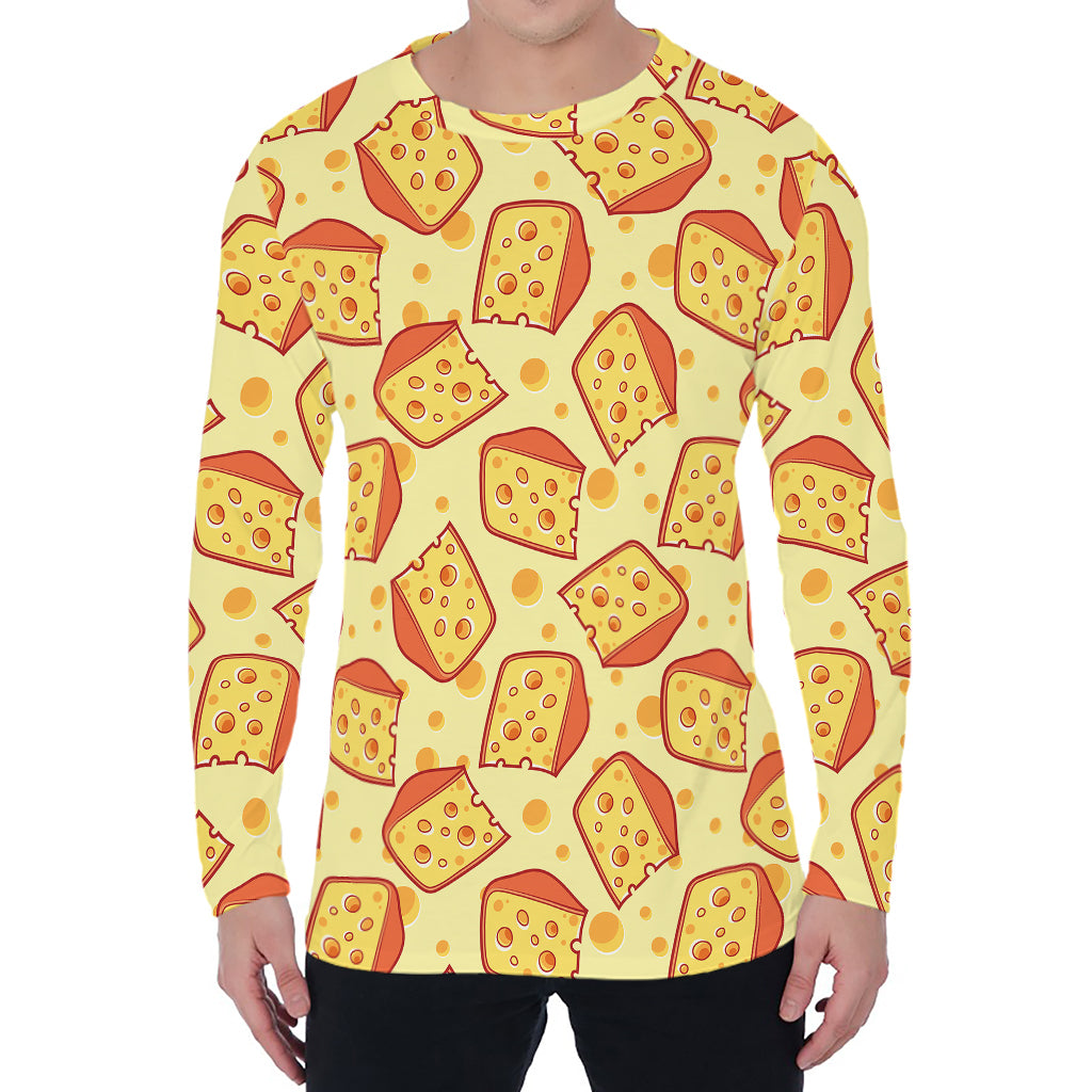 Slice Of Cheese Pattern Print Men's Long Sleeve T-Shirt