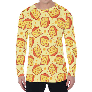 Slice Of Cheese Pattern Print Men's Long Sleeve T-Shirt