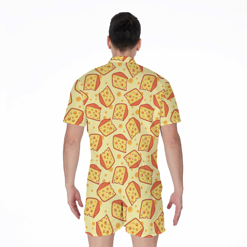 Slice Of Cheese Pattern Print Men's Rompers