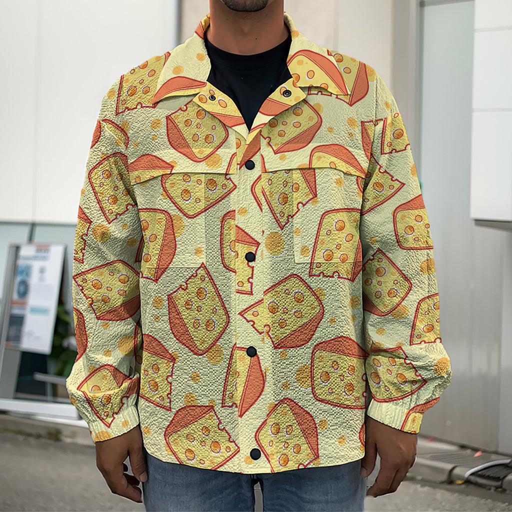 Slice Of Cheese Pattern Print Men's Shirt Jacket