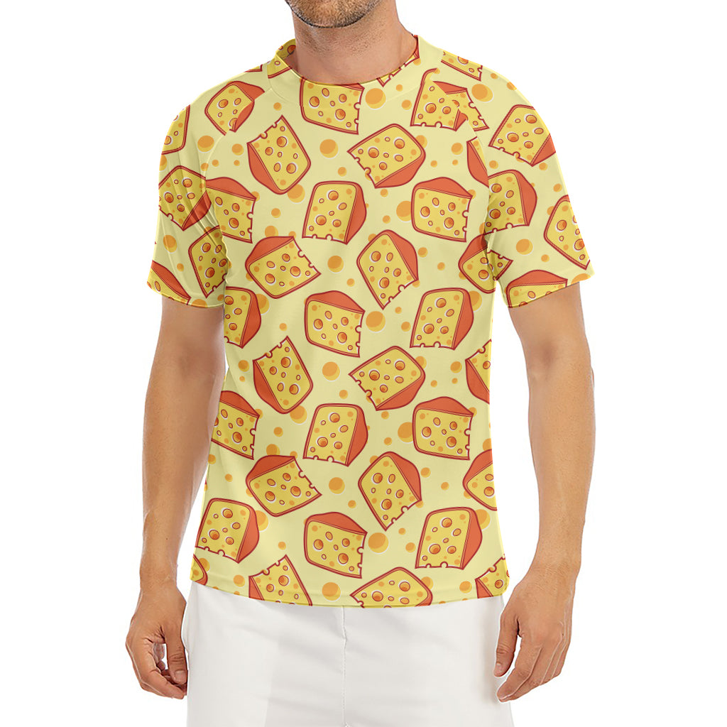 Slice Of Cheese Pattern Print Men's Short Sleeve Rash Guard