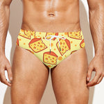 Slice Of Cheese Pattern Print Men's Swim Briefs