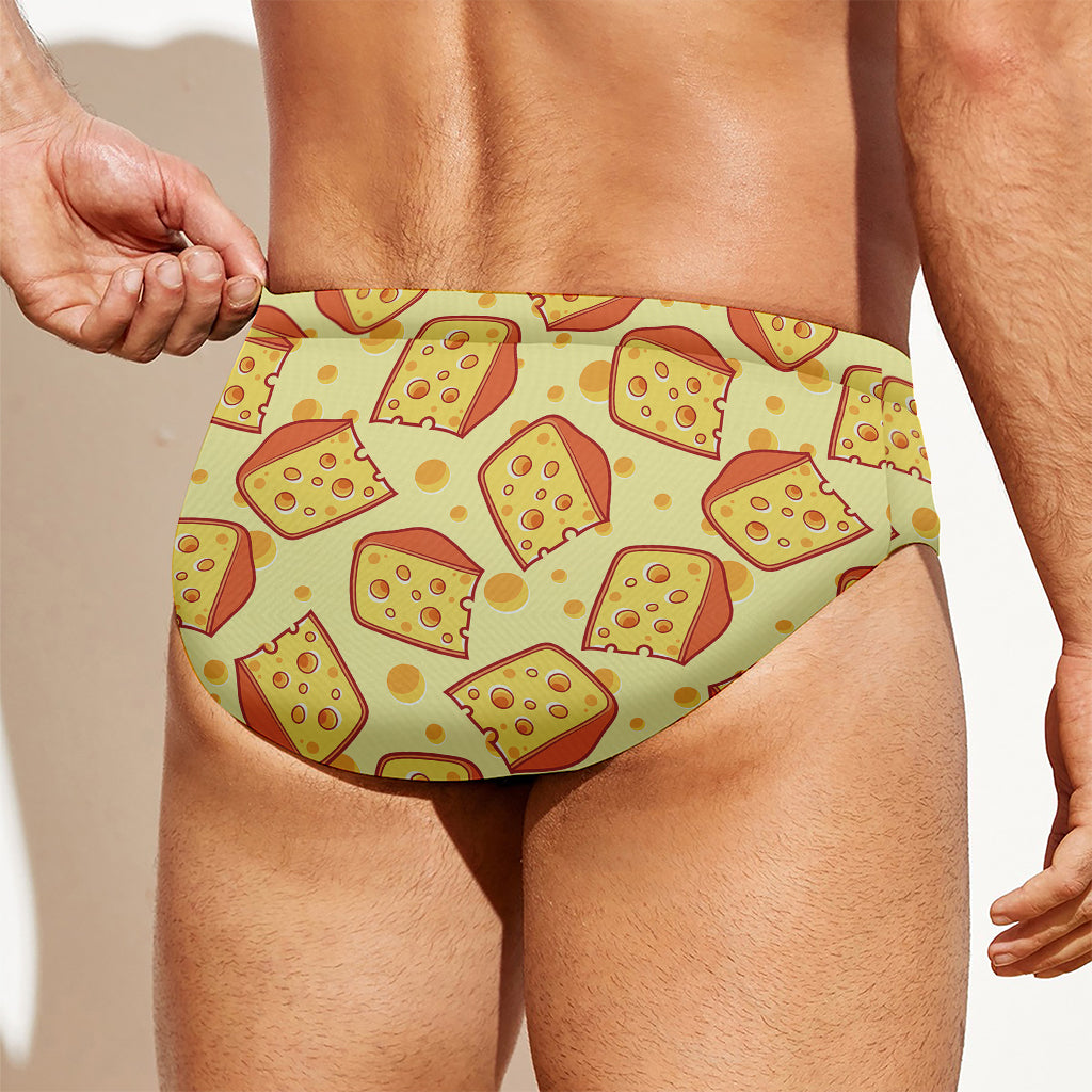 Slice Of Cheese Pattern Print Men's Swim Briefs