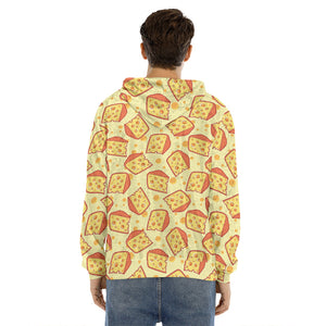 Slice Of Cheese Pattern Print Men's Velvet Pullover Hoodie