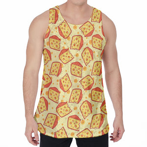 Slice Of Cheese Pattern Print Men's Velvet Tank Top