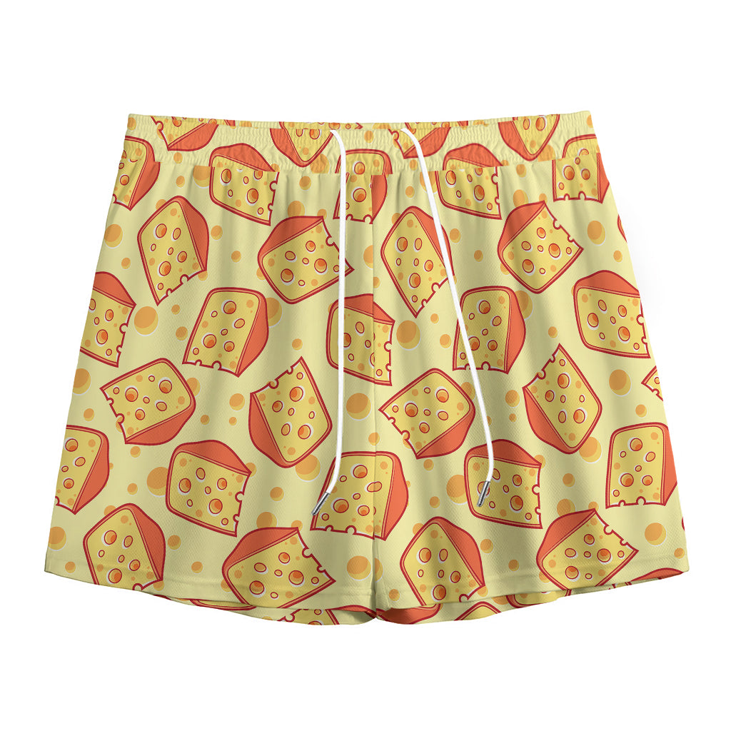 Slice Of Cheese Pattern Print Mesh Shorts