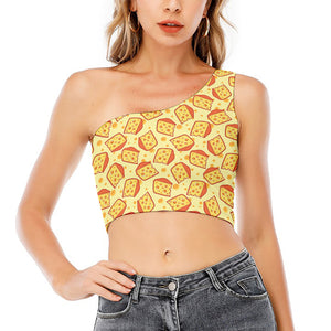 Slice Of Cheese Pattern Print One Shoulder Crop Top