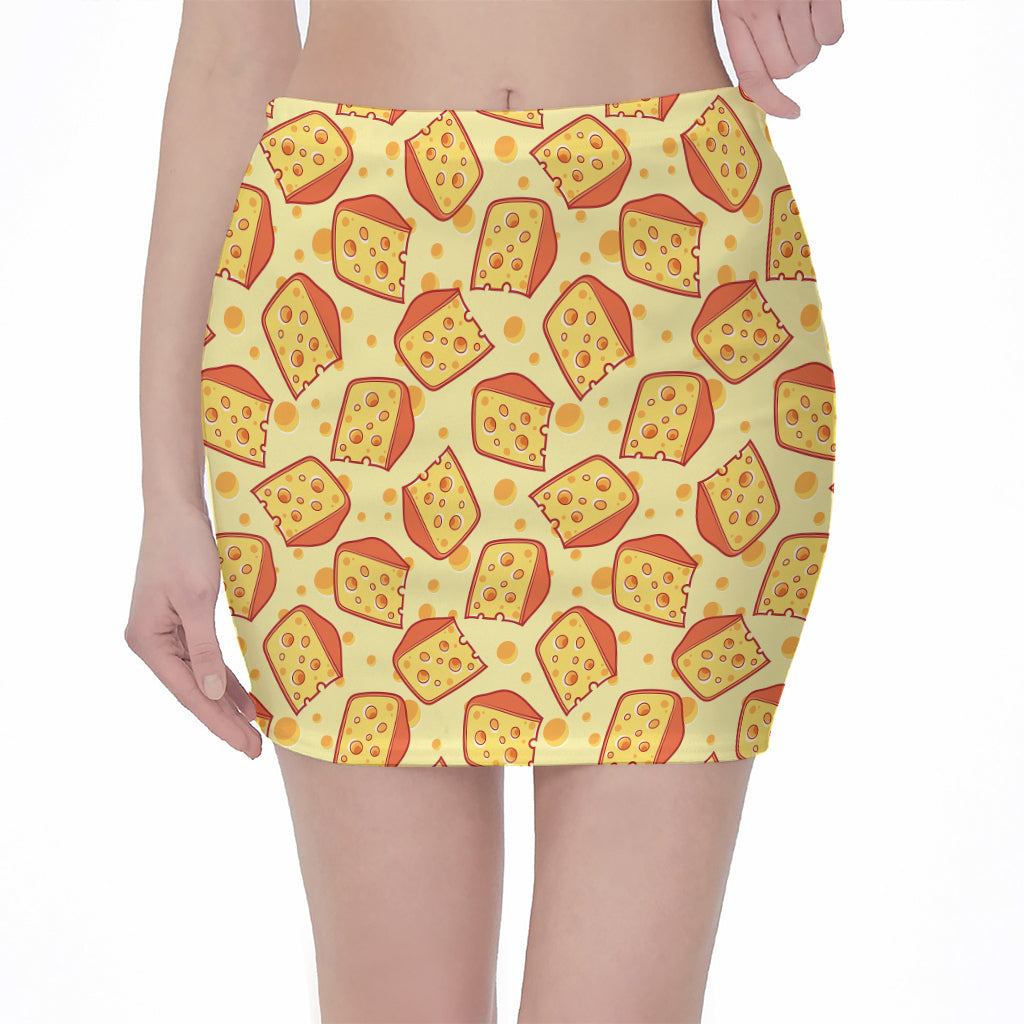 Slice Of Cheese Pattern Print Pencil Mini Skirt