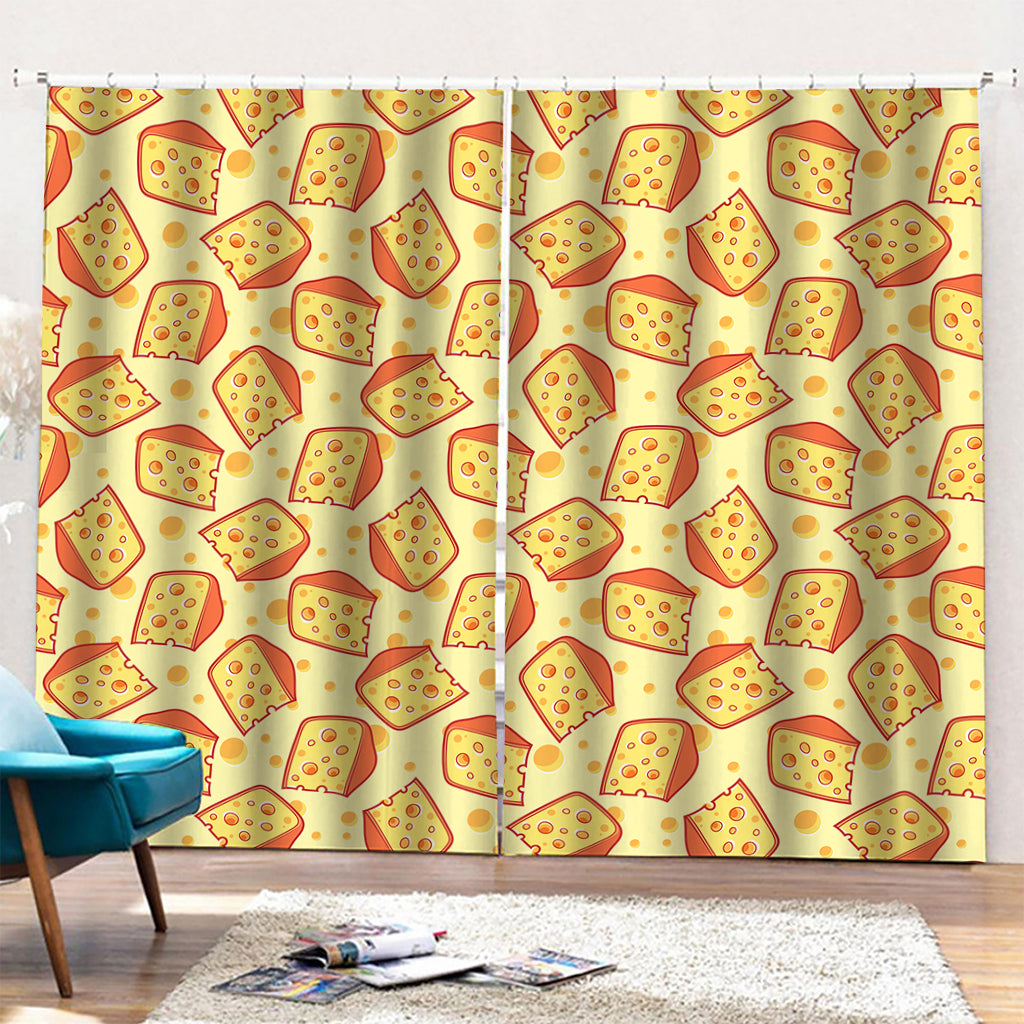 Slice Of Cheese Pattern Print Pencil Pleat Curtains