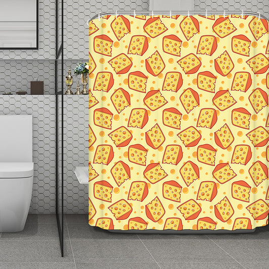 Slice Of Cheese Pattern Print Polyester Shower Curtain