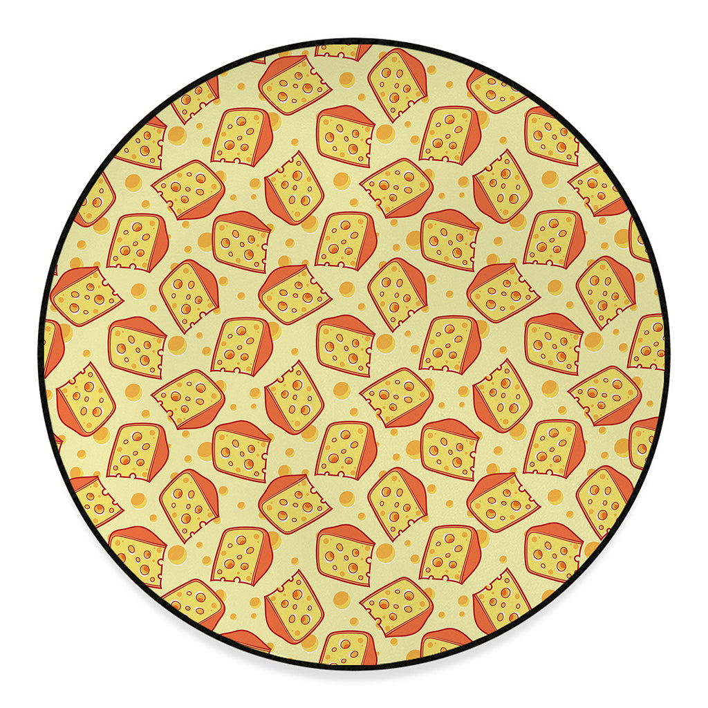 Slice Of Cheese Pattern Print Round Floor Mat