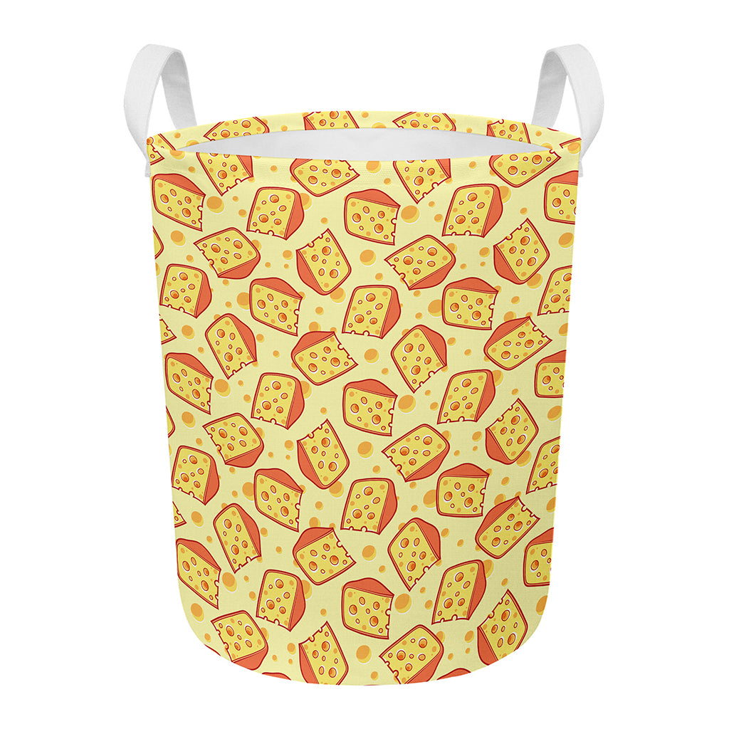Slice Of Cheese Pattern Print Round Laundry Basket