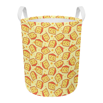Slice Of Cheese Pattern Print Round Laundry Basket