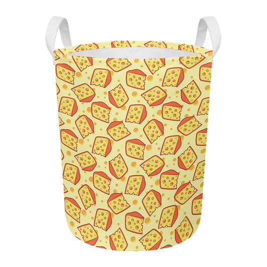 Slice Of Cheese Pattern Print Round Laundry Basket