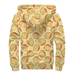 Slice Of Cheese Pattern Print Sherpa Lined Zip Up Hoodie