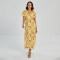 Slice Of Cheese Pattern Print Short Sleeve Maxi Dress