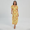 Slice Of Cheese Pattern Print Short Sleeve Maxi Dress