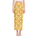 Slice Of Cheese Pattern Print Side Slit Maxi Skirt