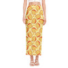 Slice Of Cheese Pattern Print Side Slit Maxi Skirt