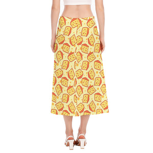 Slice Of Cheese Pattern Print Side Slit Midi Skirt