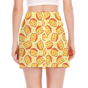 Slice Of Cheese Pattern Print Side Slit Mini Skirt